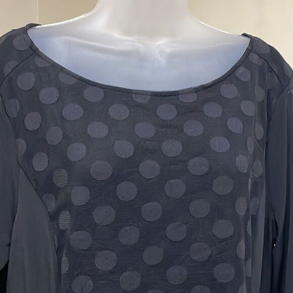 NWOT Style & Co Black Polka Dot Sheer Sleeve Dress. Size L large 12/14 - Picture 2 of 8